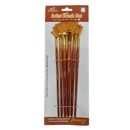 Artist Paint Brush 6 pc Set Fan Type