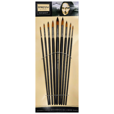 Artist Paint Brush Large 9 pc Set Liner Type