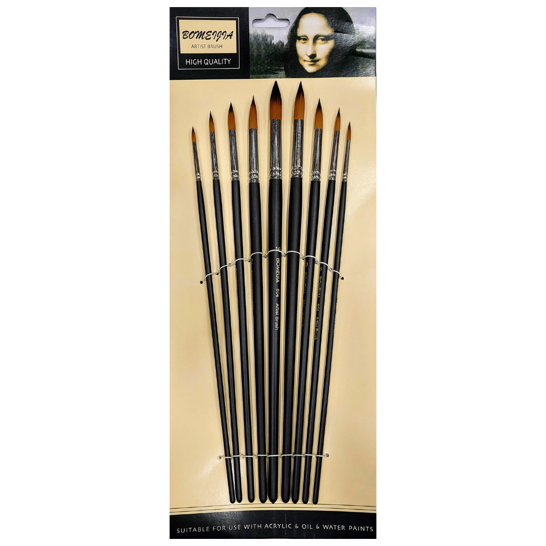 Artist Paint Brush Large 9 pc Set Liner Type