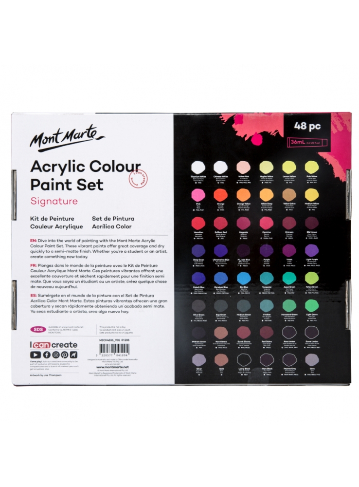 Acrylic Colour Paint Set 48 Colour 36 ml - Mont Marte - Image 4
