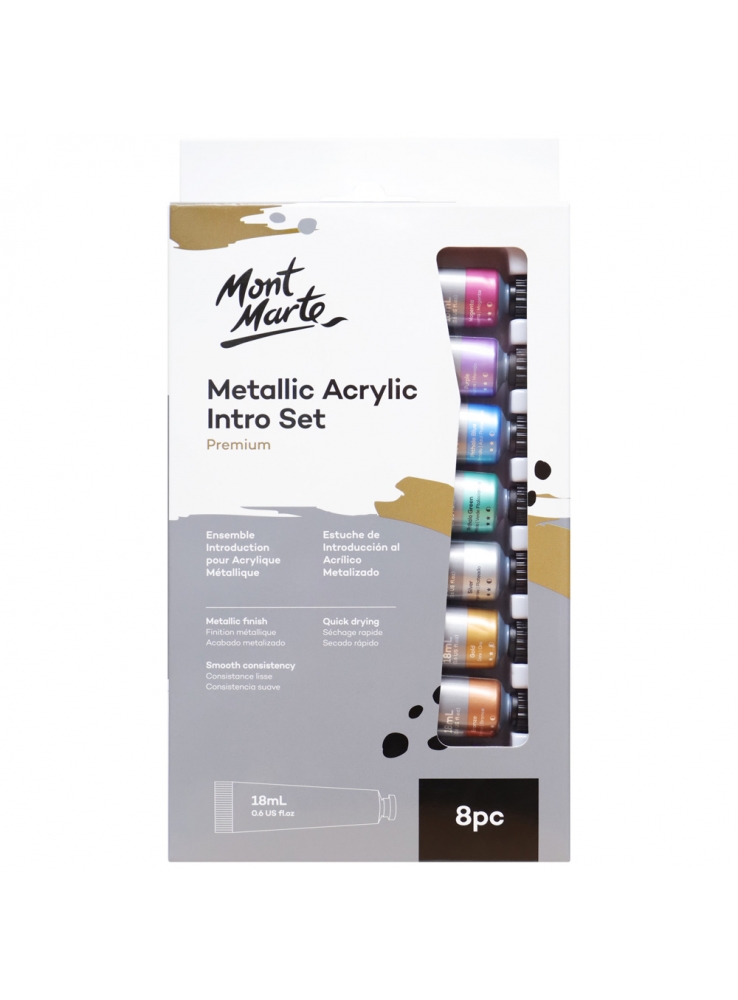 Metallic Acrylic Intro Set Premium - Mont Marte 18 ml x 8 pcs