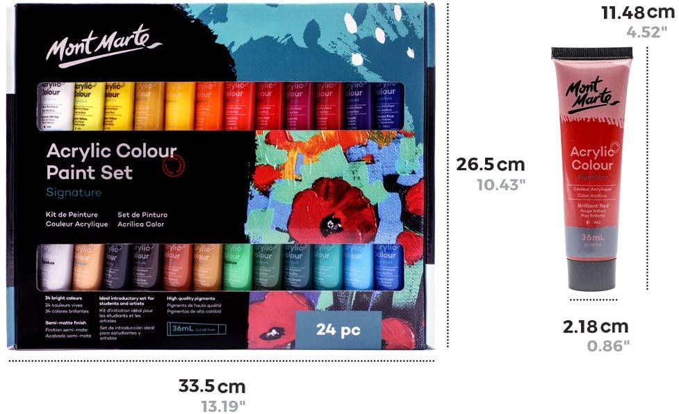 Acrylic Colour Paint Set 24 Colour 36 ml - Mont Marte - Image 2