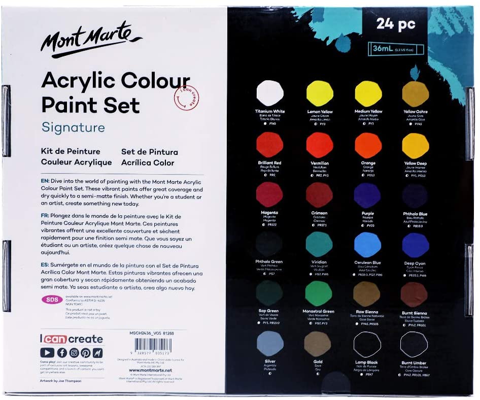 Acrylic Colour Paint Set 24 Colour 36 ml - Mont Marte - Image 3