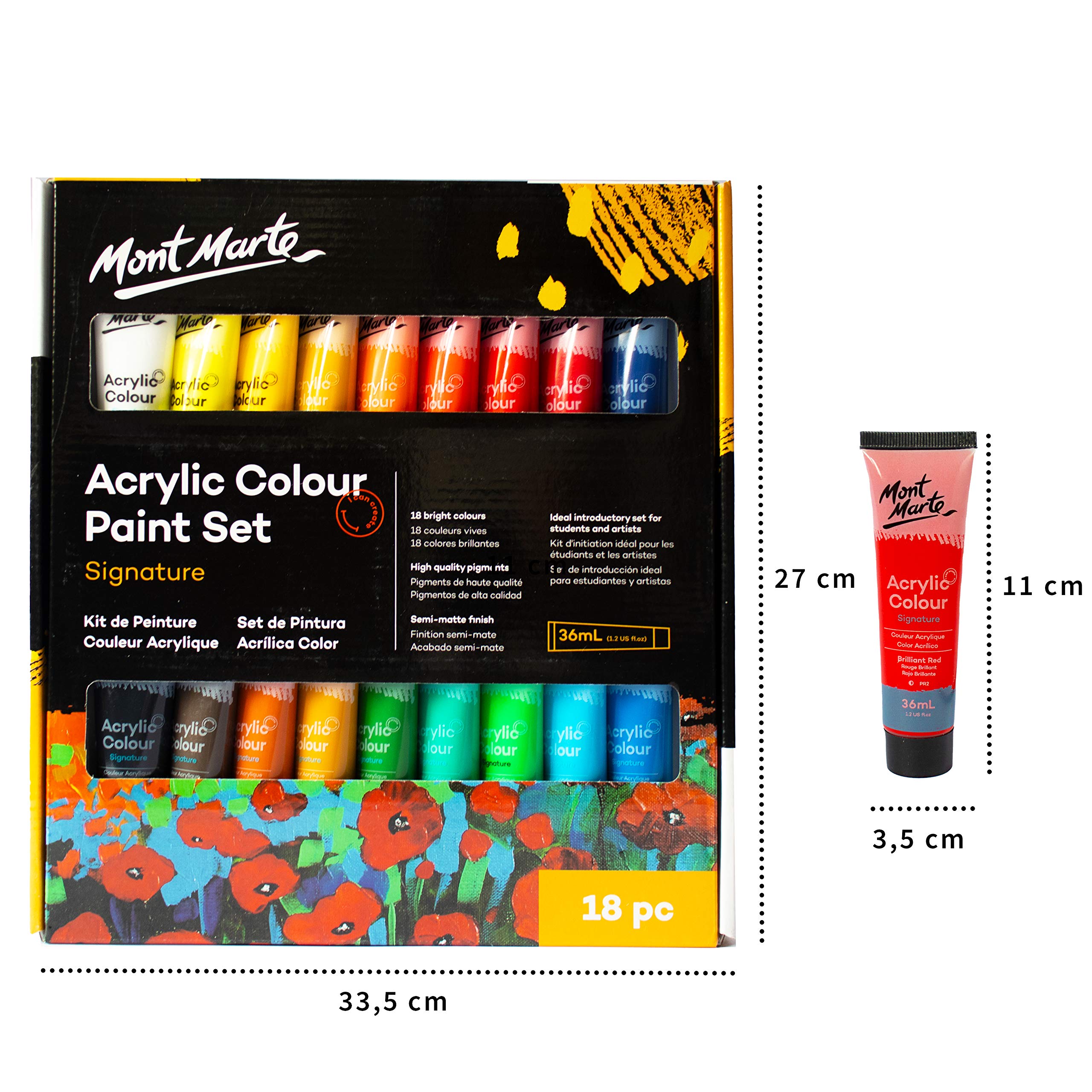 Acrylic Colour Paint Set 18 Colour 36 ml - Mont Marte - Image 2