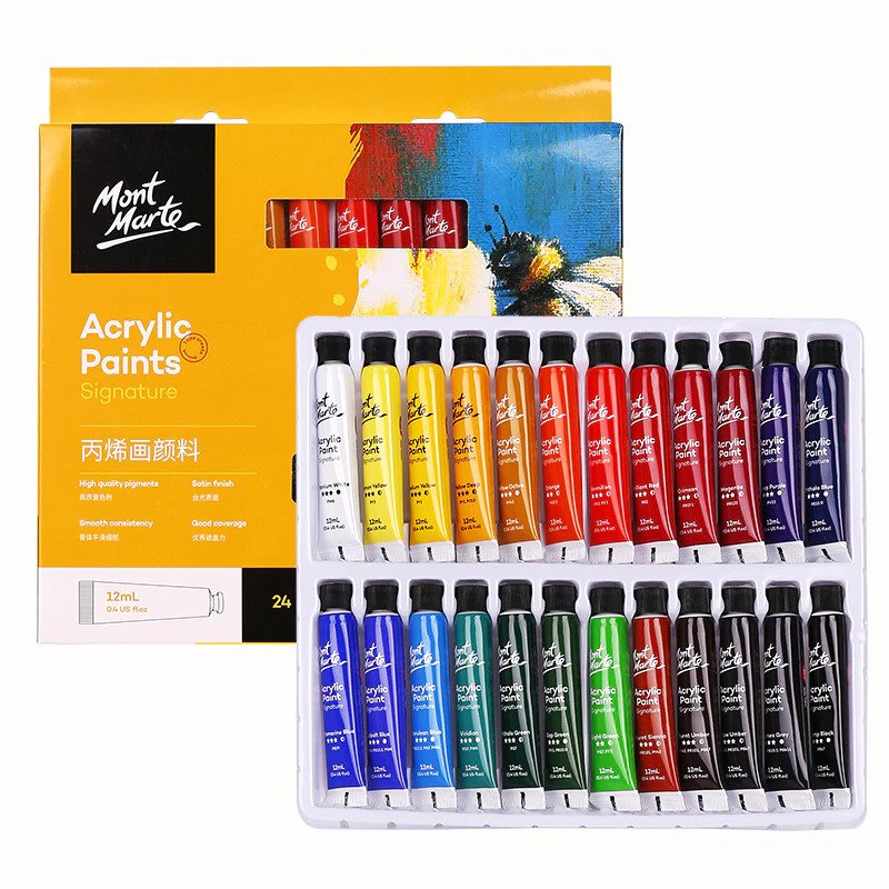 Acrylic Colour Paint Set 24 Colour 12 ml - Mont Marte