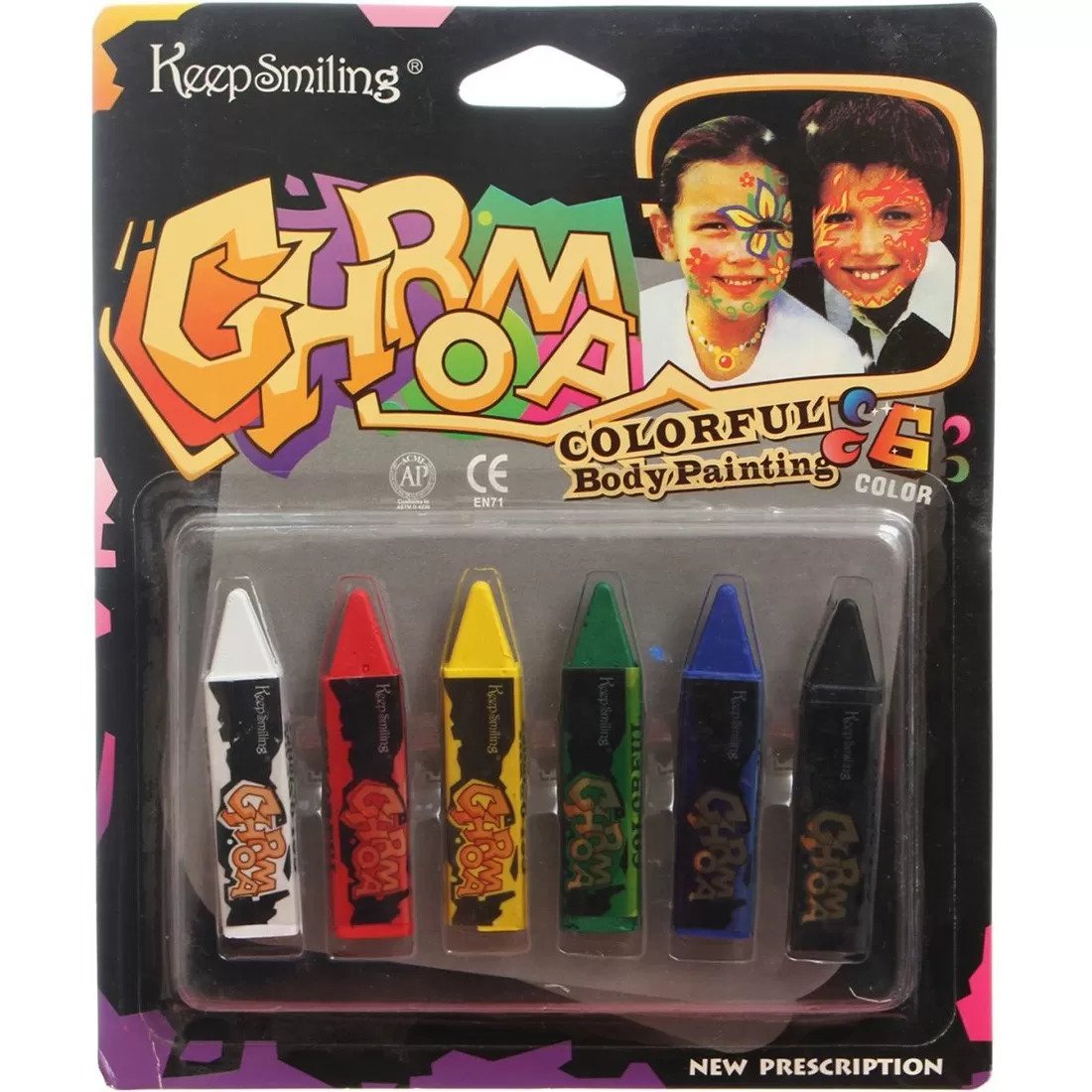 Body/Face Painting Kit Chroma Crayon Type - 6 colour