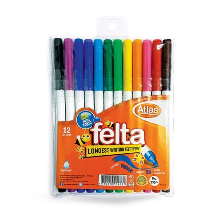 Platignum Felt Pen 12 Colour - Atlas Felta