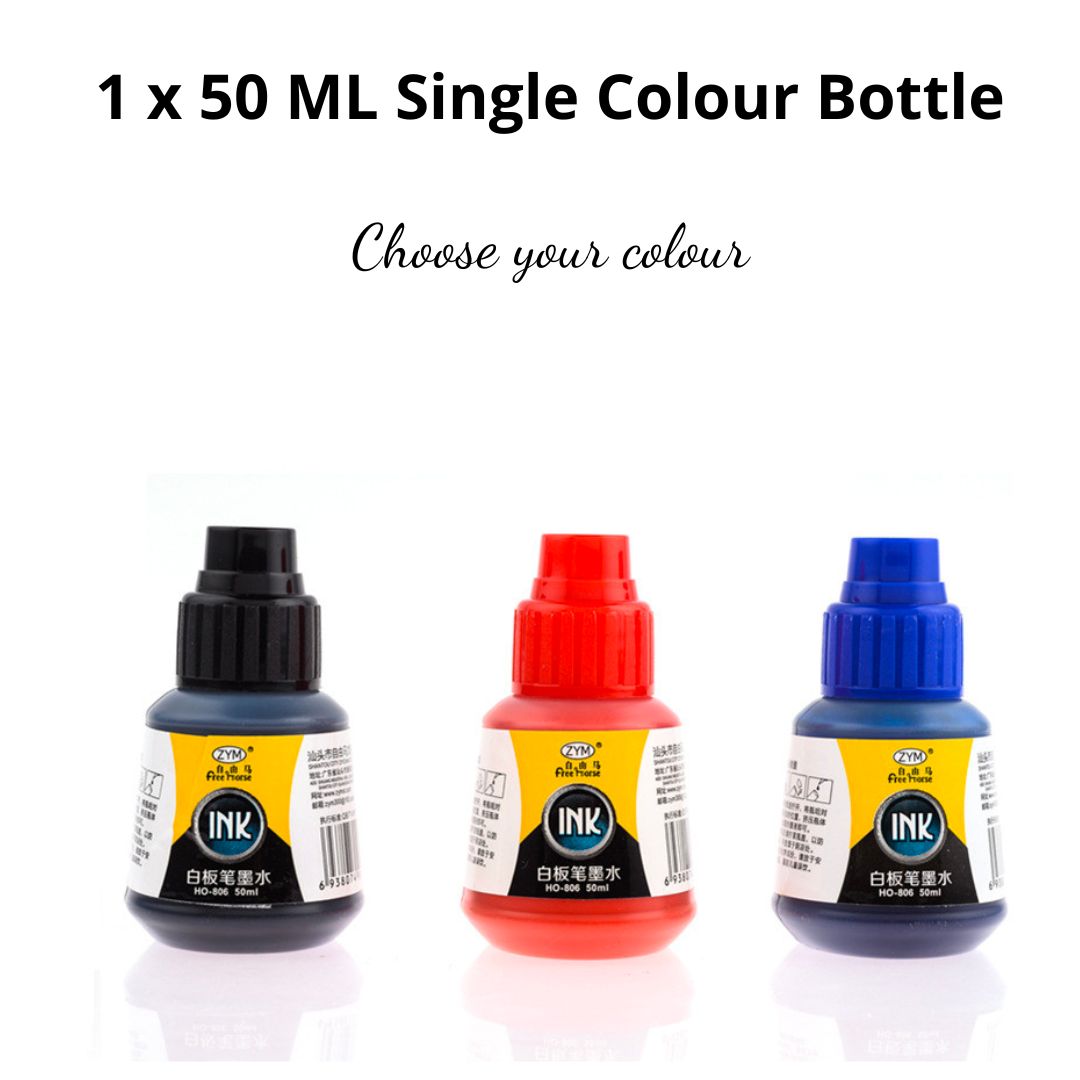 Refill Ink Bottle for White Board Marker Pen - 50ml Each (Red/Blue/Black)